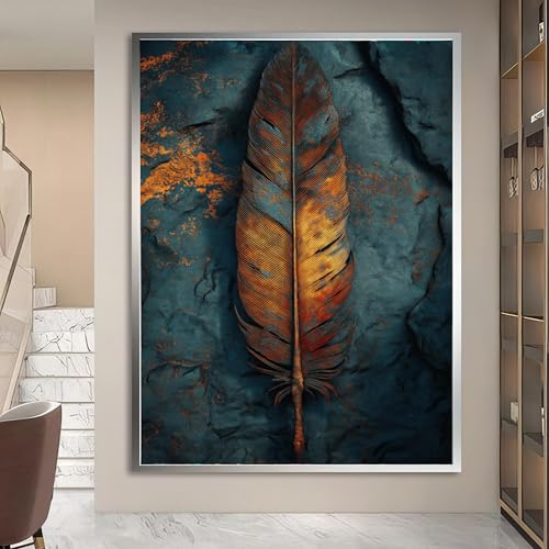 Tableau plumes pour réchauffer un intérieur blanc déco murale 50x75cm - 2