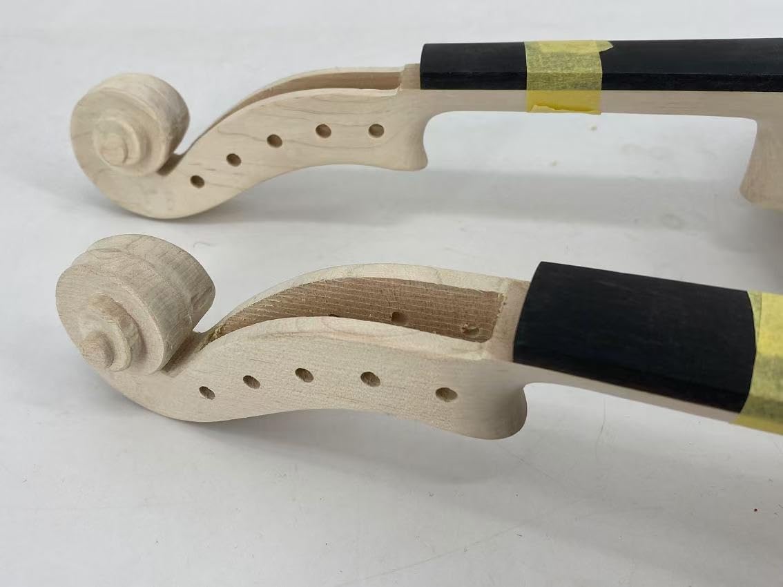 Yinfente Violín blanco hecho a mano 4/4 de tamaño completo, parte trasera y laterales de arce de llama, violín acústico de 4 cuerdas, para estudiantes, principiantes sin terminar (Guarneri)