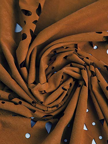 Women's Suedette Laser Cut Fringed Cape Shawl Triangle Wrap Scarf (DarkBrown)