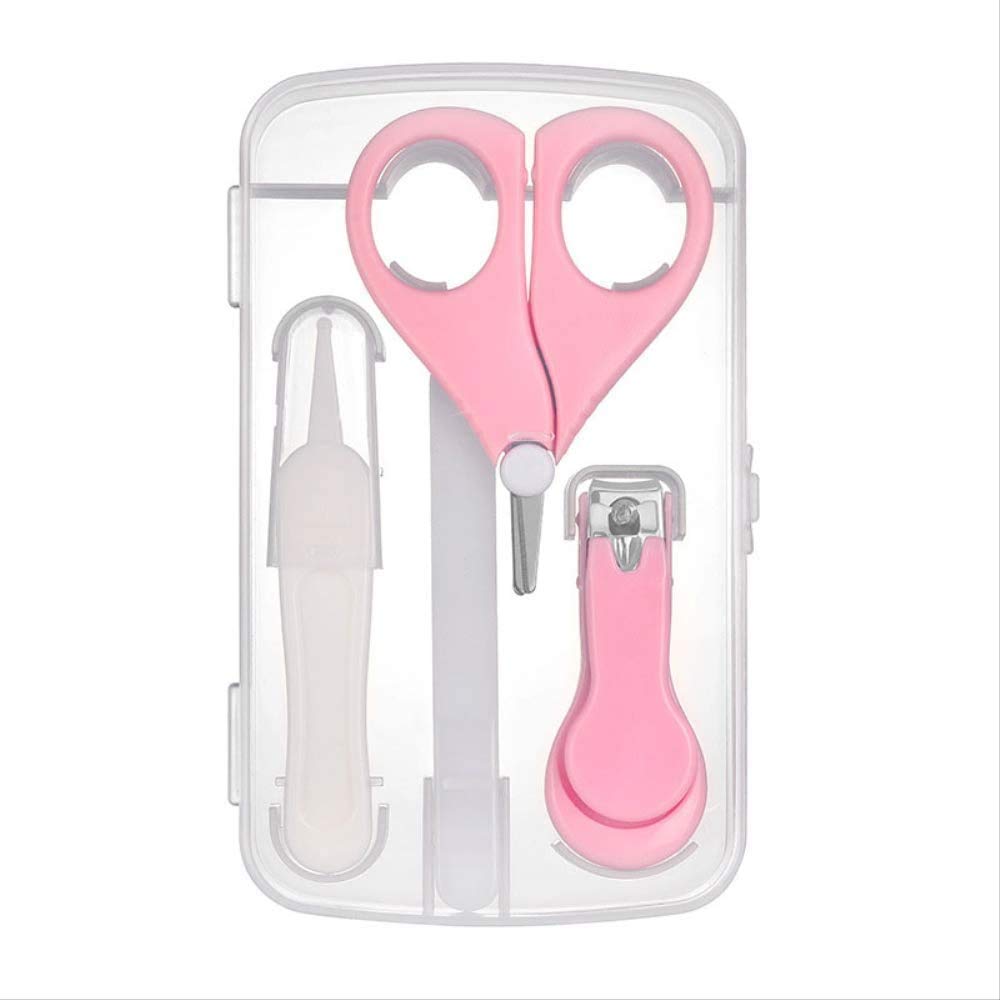 Baby Nail Kit, Baby Nail Care Set 4-in-1 Including Baby Nail Clipper, Scissor, Nail File & Tweezers, Baby Manicure Kit and Pedicure Kit for Newborn, Infant & Toddler (Pink)