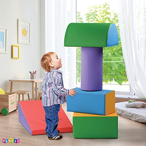 Climb And Crawl Activity Play Set,Climbing Lightweight Foam Shape toy for toddlers 5 Piece Soft zone climbing blocks,Safe Indoor Crawling Gym Equipment for Toddler,Infant,Baby Waterproof Easy to Clean