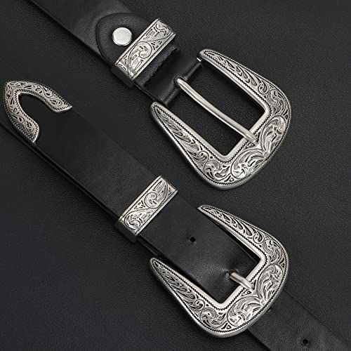 XZQTIVE Women Leather Belt Ladies Vintage Western Belt Retro Cowgirl Leather Belt Black Waist Belt for Pants Jeans Dresses4