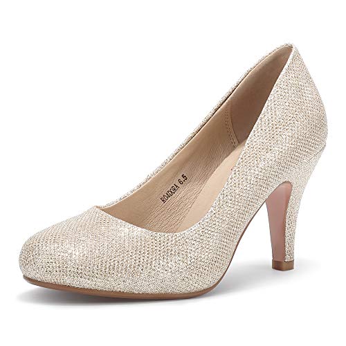 IDIFU Women's Classic Low Heels Dress Pumps 2 Inch Kitten Heel Round Toe Office Wedding Shoes