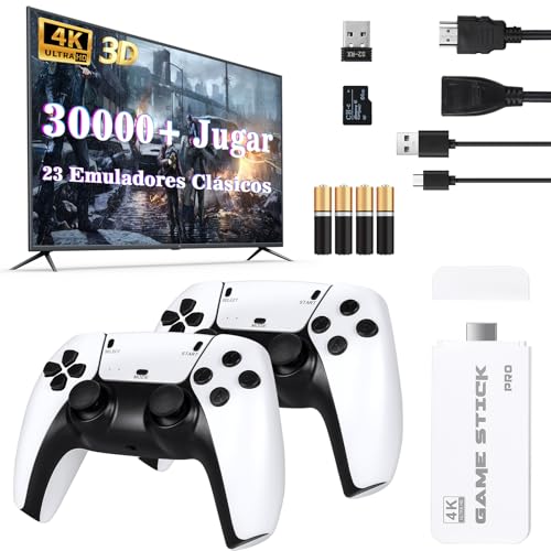 MARKO Consola de Juegos Retro Inalámbrica, 30000+ Juegos, 3D Imagen, 4K HD Consola de Video Juegos, 23 Emuladores Clásicos, Control Dual Inalámbrico de 2.4G