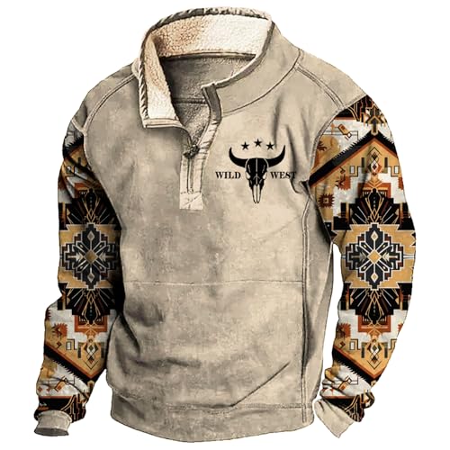 Western Hoodie for Men Aztec Cowboy Sweatshirt Long Sleeve Casual Shirts Comfy Vintage Fall Winter Tops