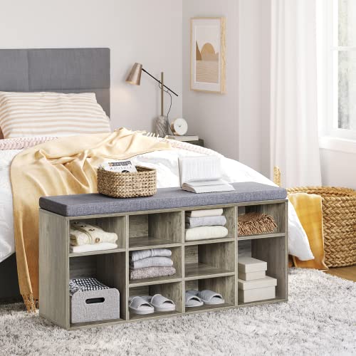 DINZI LVJ Shoe Bench, 12 Cubbies Shoe Organizer for Entryway, Storage