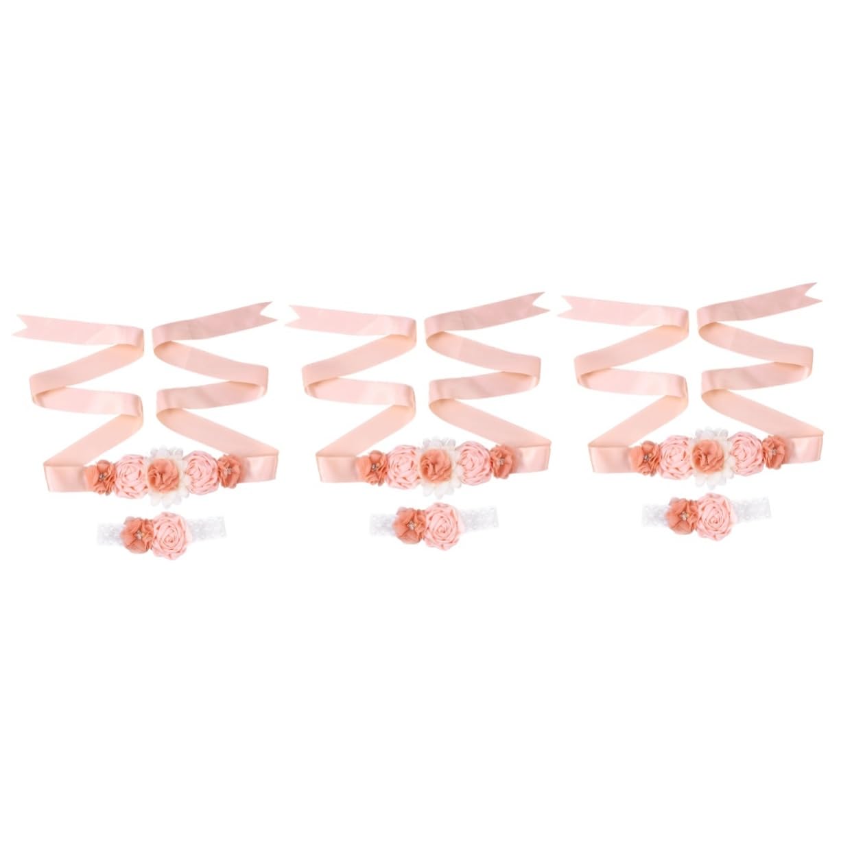 LIFKOME 6piezas Cinturón De Flores Para Rhinestones y Perlas Juego Cinturón y Diadema De Satén Para Bodas y Elegantes