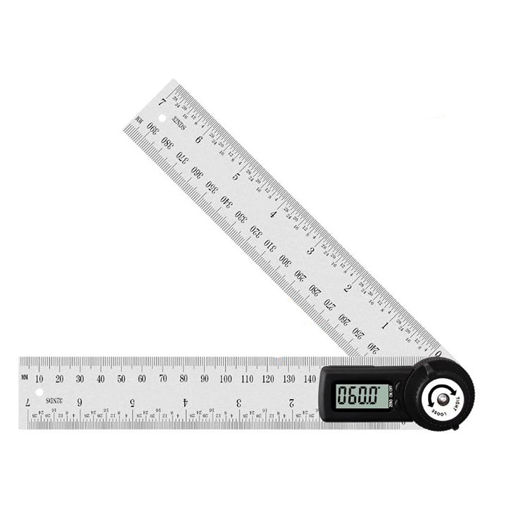 WJJ Elettronico Digital Display Angolo Righello Righello Goniometro in Acciaio Inox Lavorazione del Legno Righello Strumento di misurazione Misurazione Multifunzionale Misurazione a 360 °