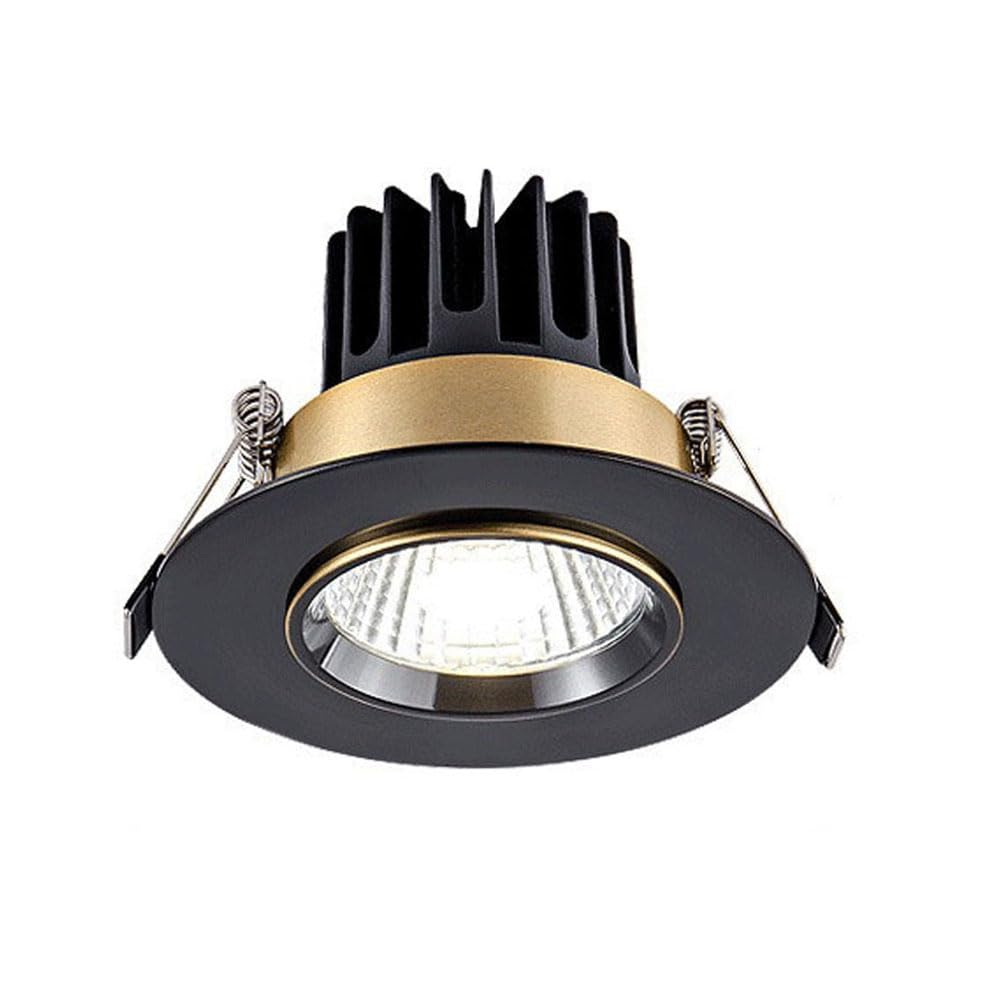 ASerZenith 3.9 Inch Ultra-Thin Round Downlight Luminaire, Brushed Brass Finish, Led Recessed Light Fixtures Dimmable Led Can Lights, Cri 90+, 3Cct 3000K|4000K|6000K,Baffle Trim,Black