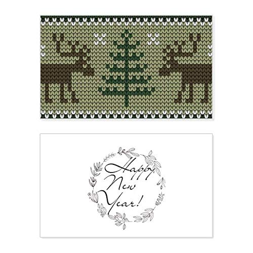 Tarjeta conmemorativa de Año Nuevo con motivos de árbol de Navidad y alce