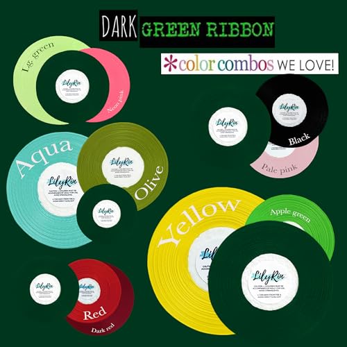 Image of Dark Green Ribbon 1 /4 Inches 36 Yards Satin Roll Perfect for Scrapbooking, Art, Wedding, Wreath, Baby Shower, Packing Birthday, Wrapping Christmas Gifts