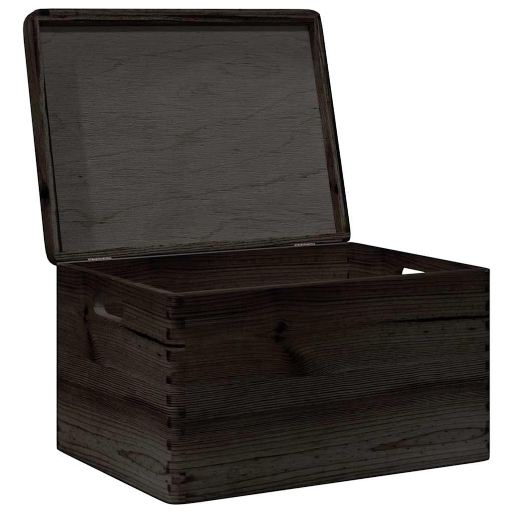 Holzkiste mit Deckel und Griffen Schwarz aus massivem Kiefernholz 40x30x23 cm Aufbewahrungsbox für Ordnung im Schlafzimmer Büro Wohnzimmer mit praktischem Organizer