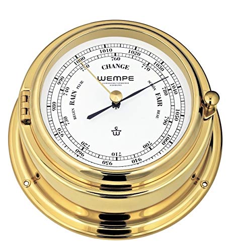 Wempe CW310008 Bremen II Brass Barometer 1-Diaphragm 150 X 75mm White/Black Hpa/mmHg
