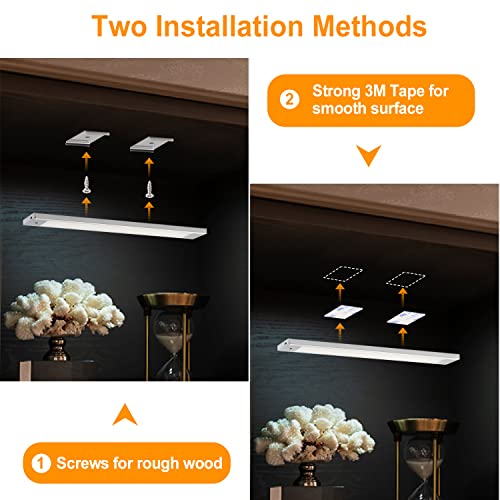 Image of VST Hand Wave Activated Under Cabinet Lights Plug in, Closet Lights, Stepless Dimming Lighting for Kitchen Shelf Cupboard Closet Workbench (12in 3Pack 4000K)