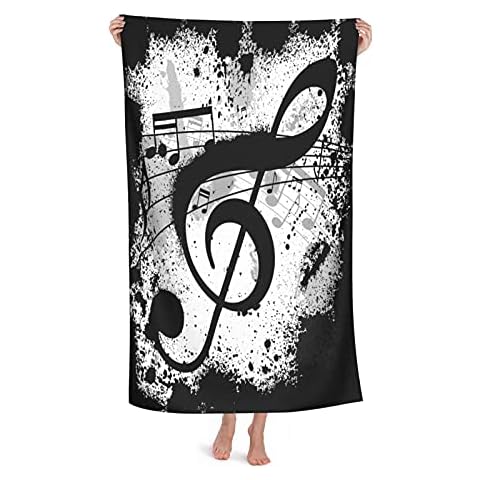 HIONHSW Music Dote Microfiber Beach Towel Bath Towels Oversized Shower Towels for Men & Women Sunbathing Travel Yoga Swimming (52 x 32 Inches) Cover