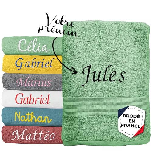 KDO MAGIC - Serviette personnalisée - 100% Coton, épaisse et Douce - Prénom brodé - Drap de Bain, Douche éponge Personnalisable - Cadeau noël,...