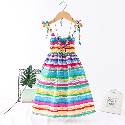 Moonker Toddler Kids Girls Floral Flowers Sleeveless Beach Straps Dress Princess Clothes Girls Denim Dress Size2