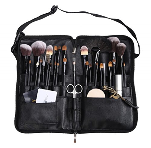 LOUISE MAELYS PU Leather Zipper Apron Cosmetic Bag Makeup Artist Organizer with Holder Belt, Just The Bag