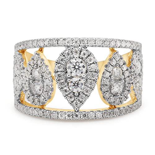 SAVEARTH DIAMONDS 1 Carat (Cttw) Round Cut Lab Created Moissanite Diamond Double Row Teardrop Wedding Band Ring Jewelry For Women In 14k Gold Over Sterling Silver 1 1/2 Cttw2