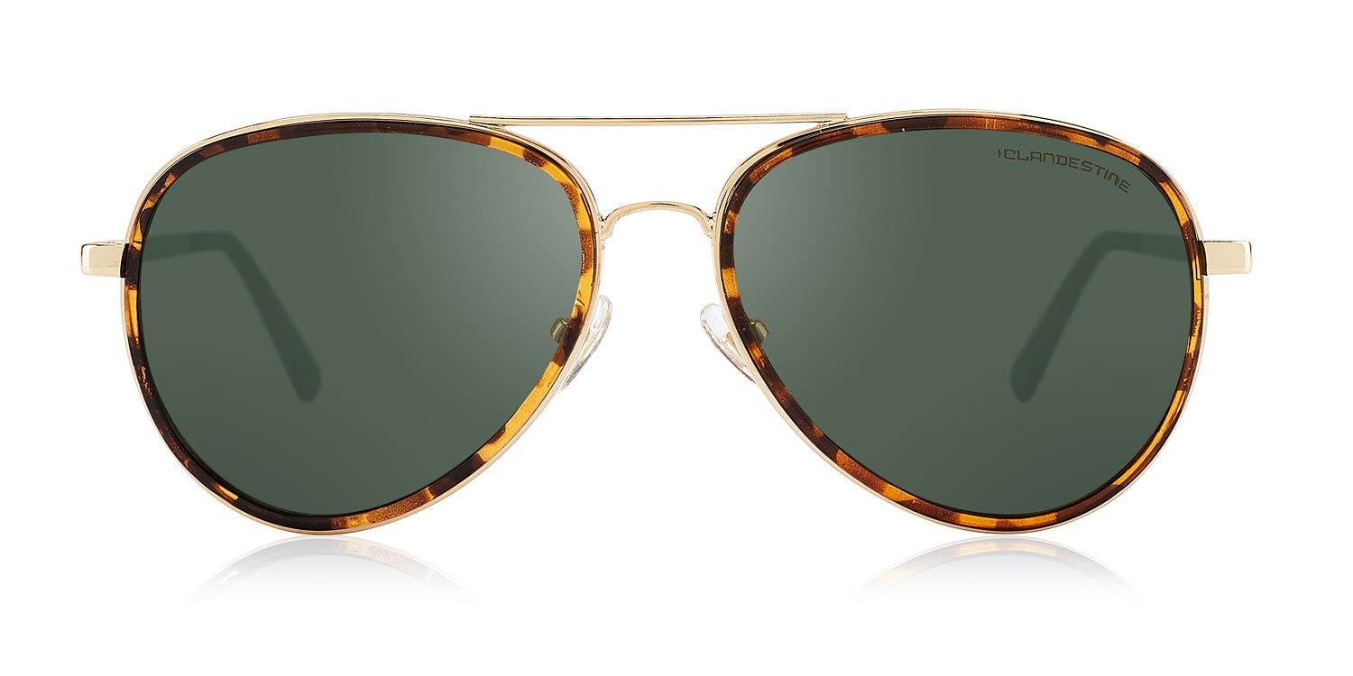 CLANDESTINE - Gafas de Sol Unisex - Modelo Pilot - A15 - Lentes de Nylon HD y Montura de Acero Inoxidable - Talla Única - 144 mm x 51 mm