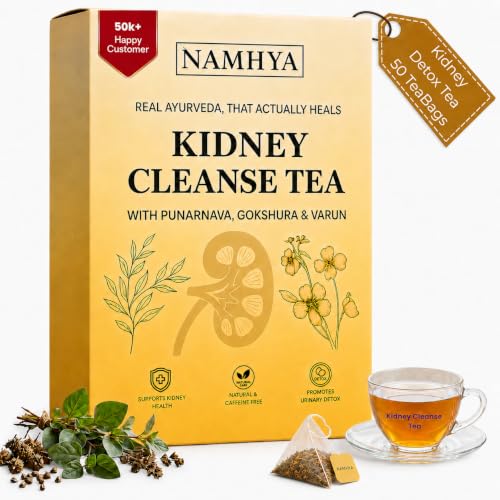 Image of Namhya Kidney Cleanse Tea | Ayurvedic Herbal Detox | Thirteen Botanical Formula and Renal Support | Urinary Wellness, Fluid Balance | Diuretic Herbs | Antioxidant Blend| Natural Vitality 50 Bags