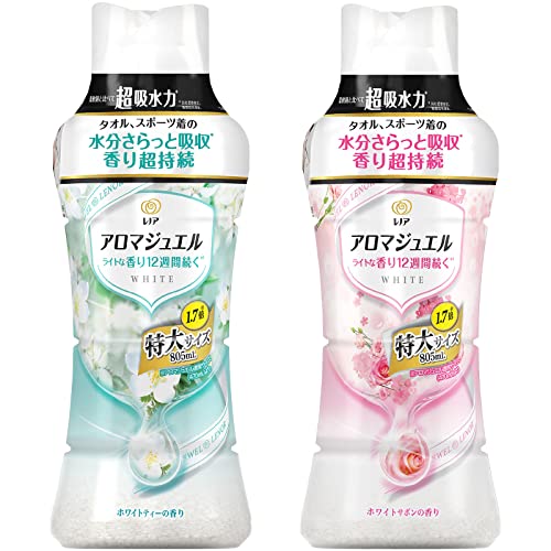 レノア アロマジュエル 香り付け専用ビーズ 本体特大2種セット ホワイトティー 805mL + ホワイトサボン 805mL