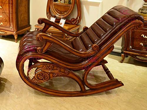 Image of CRAFTCITY Rocking Chair |Sheesham Wood Elegant Rocking Chair with Pillow and Matching Foot Stool and Pre assembeled(Dark Brown)