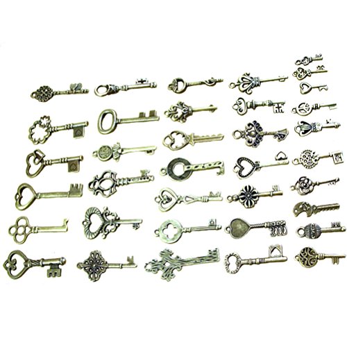 BESTIM INCUK 120 Gram Antique Bronze Vintage Skeleton Keys Steampunk Gears Cogs Charms Pendant Clock Watch Wheel for Jewelry Making Supplies, Steampunk Accessories, Craft Projects (Approx 80pcs) steampunk buy now online