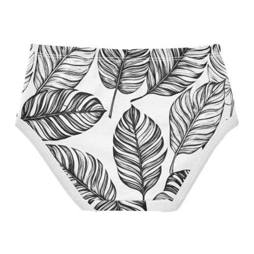 Toddler Underwear Custom 2t Cotton Panties for Girl Colorful Briefs Girls Undies Tropical Leaves Black White2
