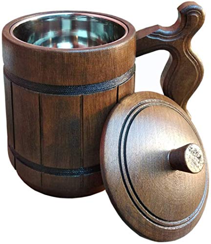 Jarra de Cerveza de Madera con Tapa 600ml miniatura 4
