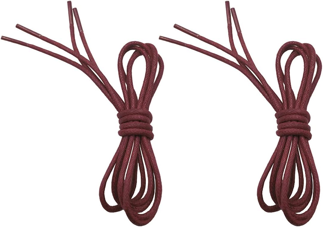 Vsudo 2 Pairs Waxed Round Dress Shoelaces, 1/8 Inch Thin Formal Business Oxford Shoe Lace for Men or Women's Chukka/Desert Boots