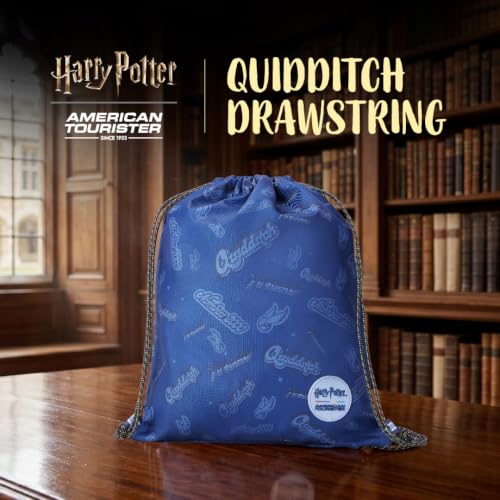 Image of Harry Potter x American Tourister Quidditch Drawstring Bag | 10L Spacious String Sack | Everyday Bag for Girls and Boys | Inside Pocket | Dark Denim | 1 Year Global Warranty