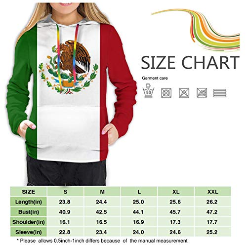 Qg Zzx Women's Mexican Flag Basic Pullover Hoodie Sweatshirt, Black, Large #TOP4