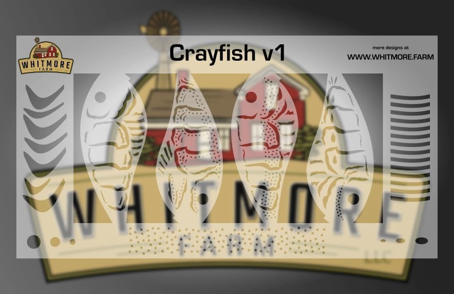 Whitmore Farm LLC Crayfish Fishing Lure Airbrush Stencil #1-2.5 Inch