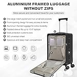 OUZZO Luggage, 22×14×9 inch Aluminum Carry-on Luggage with Front compartment, Hard shell Suitcase, Wheeled Soft Handle Luggage Airline Approved, TSA Approved Lock, PC lightweight (Grey) - Image 5