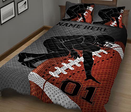 Ohaprints Custom Football Defense Player Gift For Fan Lovers Personalized Name Number Quilt Blanket & Pillowcases, Bedding Set & Pillow Cover, King Queen Double Twin Throw Full Size Bedspread Bed #TOP3
