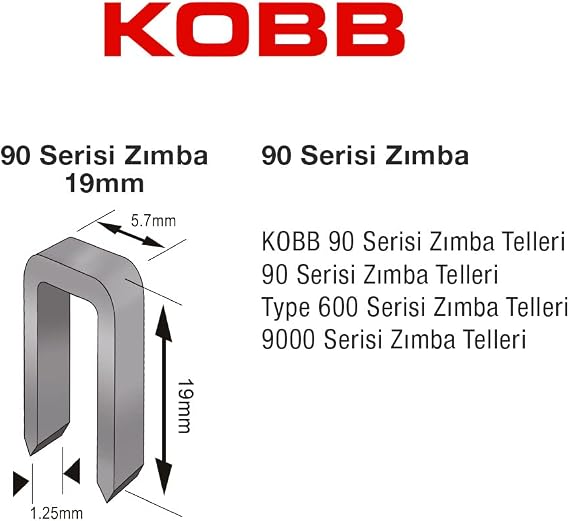 KOBB KBZ9019 19mm 2500 Pieces 90 Series Heavy Duty Punch Wire, Gray