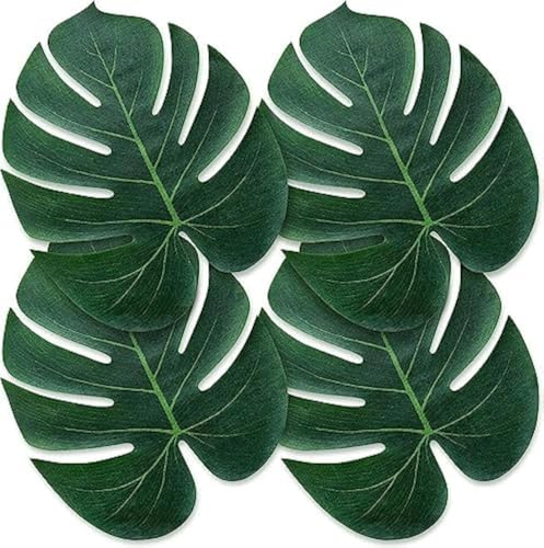 ATFL Artificial Palm Leaves Decor,25 Pcs Big Leaf Placemat, Green
