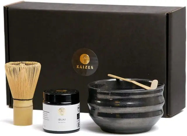 IBUKI Ekologiskt Matcha-Set – Handgjord Skål, Kvast & Sked för Espresso House Matcha