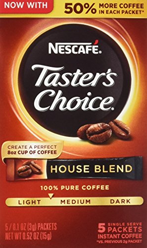 Nescafe Taster's Choice Instant Coffee, House Blend, 0.10 ounce, 5 Count (Pack of 12)