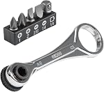 Klein Tools Ensemble de Clés à Cliquet 65200, Ensemble Mini de 5 Pièces avec Phillips, Fente et Adaptateur pour Autres Tailles de Douille, pour Espaces Étroits