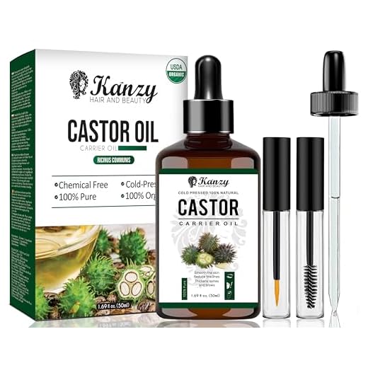 Kanzy Aceite de Ricino 50ml para Pestañas, Cejas, Cabello, Barba, Uñas, Cuerpo y Rostro - Prensado en Frío, Ideal para Crecimiento del Pelo - Castor Oil con Cepillos