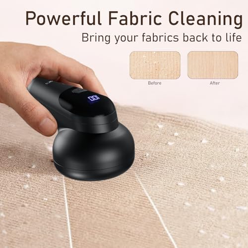 Image of Portronics Lint X Rechargeable Fabric Lint Remover with 6 Stainless Steel Blades, 3 Speed Modes, LED Display, Detachable Lint Container, 70-Min Runtime, Type-C Charging, for Clothes & Car Interiors