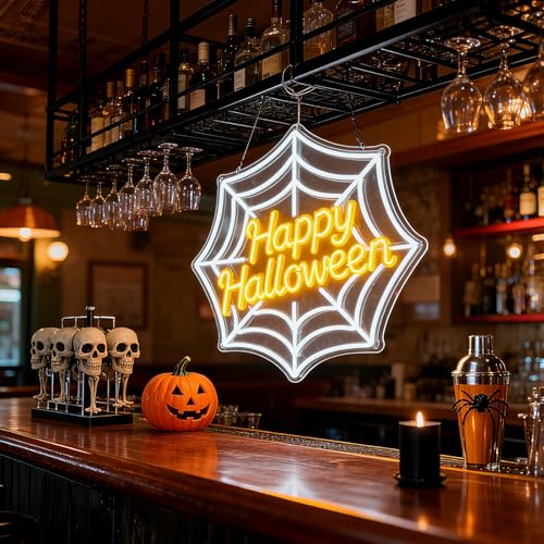 Image of Custom Halloween Spider Neon Sign Spider Led Sign for Wall Decor Light Up Sign Decorations for Halloween Party Window Porch
