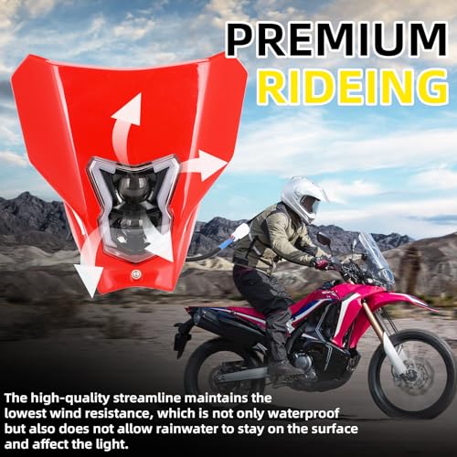 Image of Dirt Bike Headlight,Motorcycle Head Light Universal for CRF450R CRF450L CRF450RX CRF250L CRF250L RALLY CRF300L CRF300L RALLY CRF250R CRF250F Red