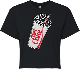 HYBRID APPAREL - Diet Coke - Heart Bubbles - Juniors Cropped Cotton Blend T-Shirt