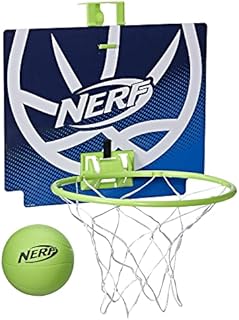 NERF Nerfoop -- The Classic Mini Foam Basketball and Hoop -- Hooks On Doors -- Indoor and Outdoor Play -- A Favorite Since 1972 , Blue