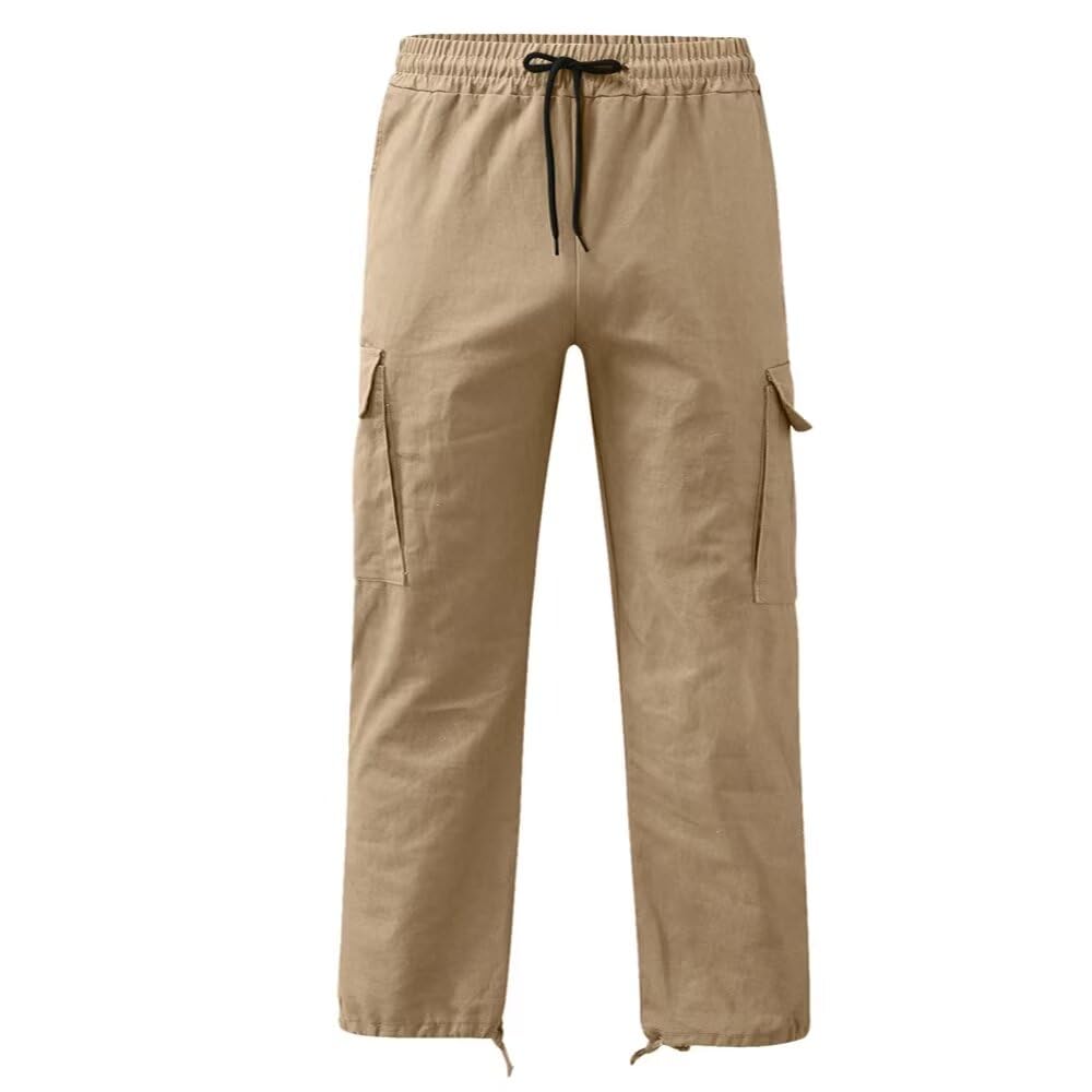 Hommes Pantalons Cargo Pantalon De Travail en Coton Casual Outdoor Pantalon Ranger Pantalon Cordon Élastique Ceinture