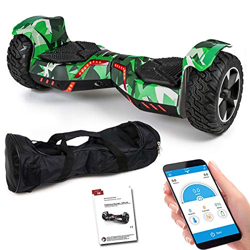 Viron SUV Hoverboard 8,5 Zoll 800 Watt - GPX-04 - Ares mit APP Funktion, Bluetooth, Kinder Sicherheitsmodus, Dual Motor, Elektro Self Balance Board Hover E-Scooter Deutsche Qualitätsmarke (grün)