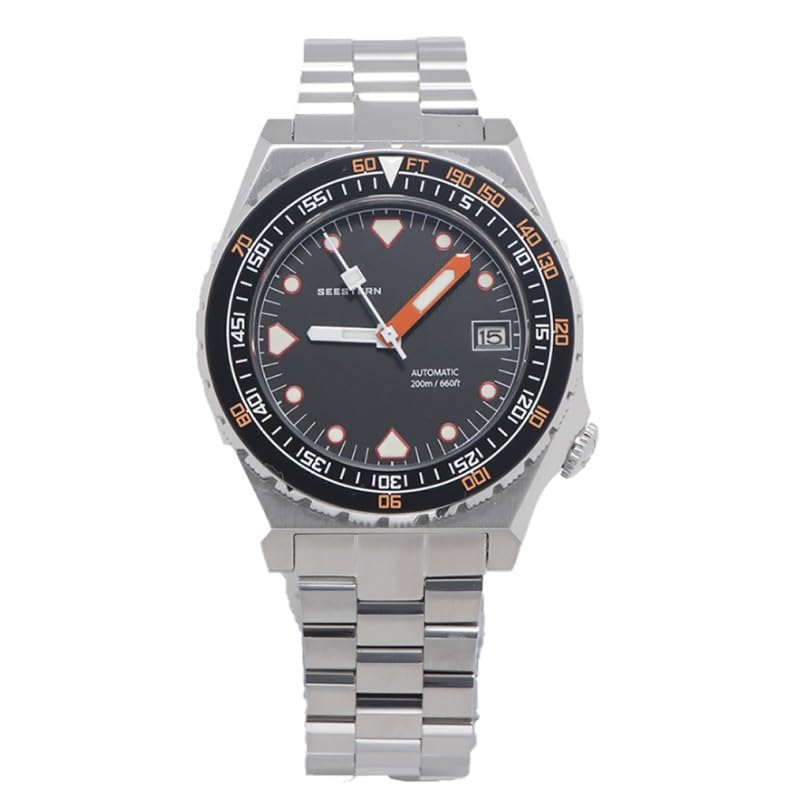 Seestern S407 Automatico Acciaio Ceramica Nero Datario Diver Orologio Uomo